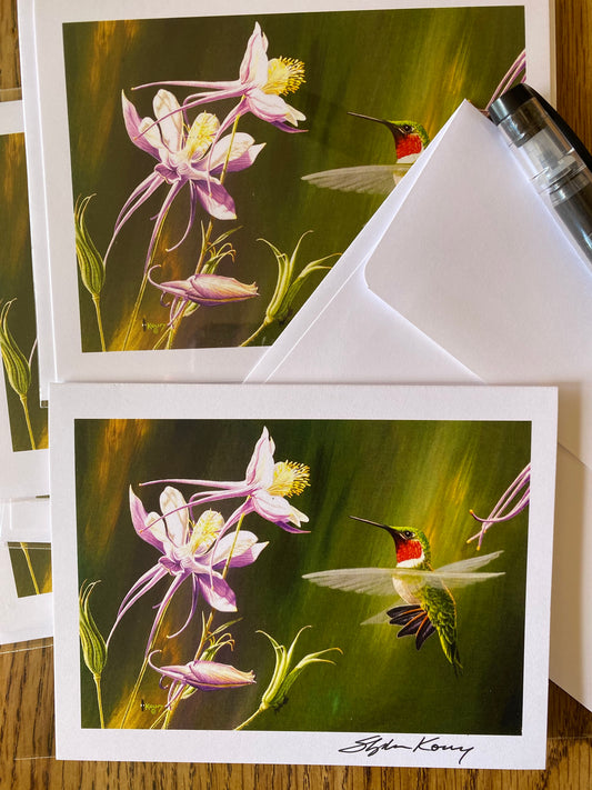 Broadtail at purple Columbine note cards 5 pack