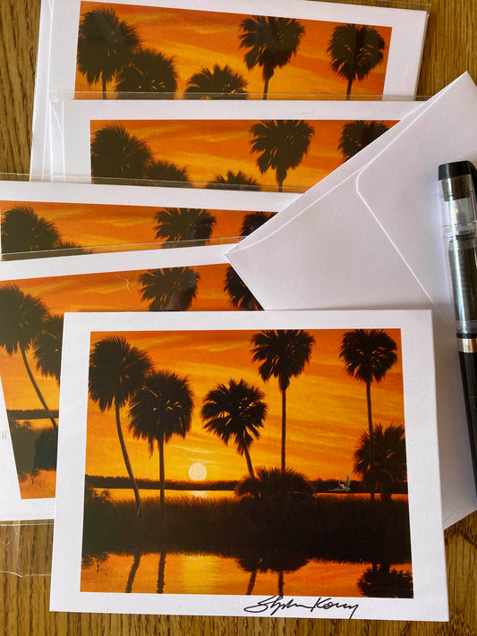 Golden Palms note cards 5 pack